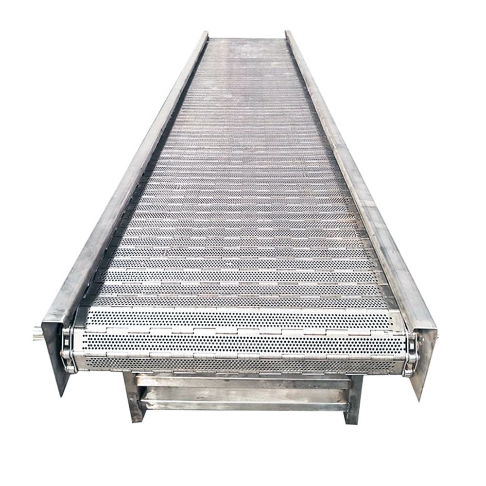 Professional Automatic Machine Slat Top Chain Stainless Steel Belt Conveyor for Food Processing Lines for Fruits Candies Flour
