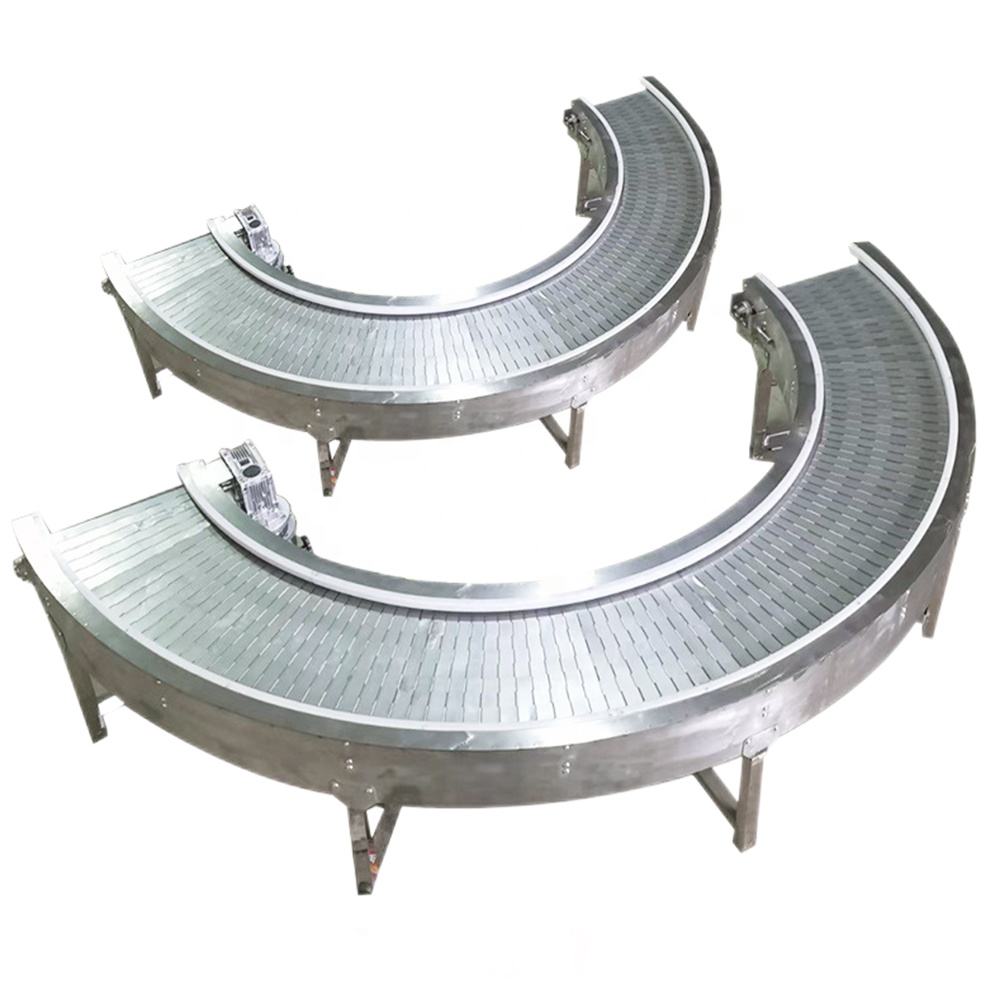 Professional Automatic Machine Slat Top Chain Stainless Steel Belt Conveyor for Food Processing Lines for Fruits Candies Flour